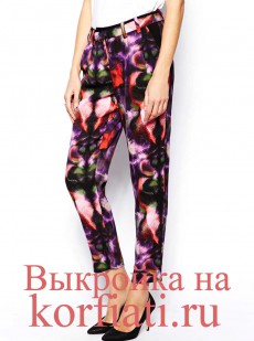 Выкройка зауженных брюк - перед