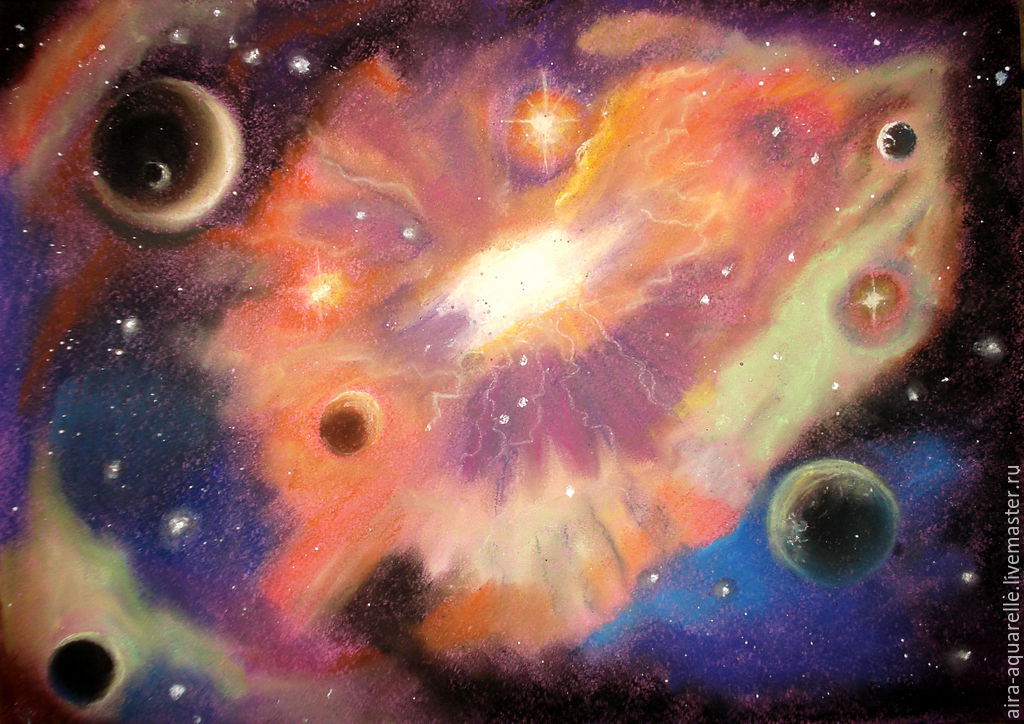 Космос пастелью. Космос рисунок пастелью. Картина рождение звезды. Масляная пастель Планета.